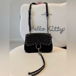 Rebecca Minkoff Black Leather Studded Crossbody Bag - Gunmetal